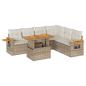 Preview: 7-tlg. Garten-Sofagarnitur mit Kissen Beige Poly Rattan Akazie
