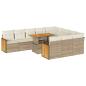 Preview: 11-tlg. Garten-Sofagarnitur mit Kissen Beige Poly Rattan Akazie