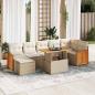 Preview: ARDEBO.de - 8-tlg. Garten-Sofagarnitur mit Kissen Beige Poly Rattan Akazie