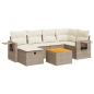 Preview: 7-tlg. Garten-Sofagarnitur mit Kissen Beige Poly Rattan