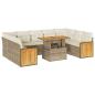 Preview: 10-tlg. Garten-Sofagarnitur mit Kissen Beige Poly Rattan Akazie