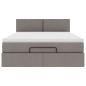 Preview: Ottomane Bett mit Matratze & LEDs Taupe 140x200 cm Stoff