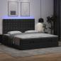 Preview: Ottoman-Bett mit Matratzen & LEDs Schwarz 160x200 cm Kunstleder