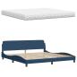 Preview: Bett mit Matratze "Hanko" Blau 200x200 cm Stoff