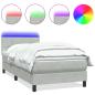 Preview: Boxspringbett mit Matratze & LED Hellgrau 90x220 cm Samt