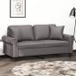 Preview: ARDEBO.de - 2-Sitzer-Sofa mit Zierkissen Grau 140 cm Kunstleder