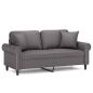 Preview: 2-Sitzer-Sofa mit Zierkissen Grau 140 cm Kunstleder