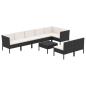 Preview: 9-tlg. Garten-Lounge-Set mit Auflagen Poly Rattan Schwarz