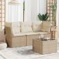 Preview: ARDEBO.de - 4-tlg. Garten-Sofagarnitur mit Kissen Beige Poly Rattan