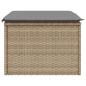 Preview: Gartenhocker mit Kissen Beige 55x55x37 cm Poly Rattan