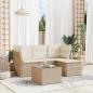 Preview: ARDEBO.de - 5-tlg. Garten-Sofagarnitur mit Kissen Beige Poly Rattan
