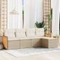 Preview: ARDEBO.de - 5-tlg. Garten-Sofagarnitur mit Kissen Beige Poly Rattan