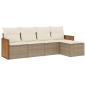 Preview: 5-tlg. Garten-Sofagarnitur mit Kissen Beige Poly Rattan