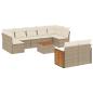 Preview: 10-tlg. Garten-Sofagarnitur mit Kissen Beige Poly Rattan