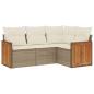Preview: 4-tlg. Garten-Sofagarnitur mit Kissen Beige Poly Rattan