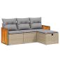Preview: 4-tlg. Garten-Sofagarnitur mit Kissen Beige-Mix Poly Rattan