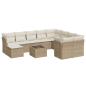 Preview: 11-tlg. Garten-Sofagarnitur mit Kissen Beige Poly Rattan