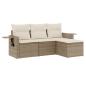 Preview: 4-tlg. Garten-Sofagarnitur mit Kissen Beige Poly Rattan