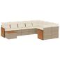 Preview: 10-tlg. Garten-Sofagarnitur mit Kissen Beige Poly Rattan