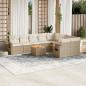 Preview: ARDEBO.de - 10-tlg. Garten-Sofagarnitur mit Kissen Beige Poly Rattan