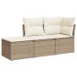 Preview: 3-tlg. Garten-Sofagarnitur mit Kissen Beige Poly Rattan