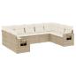 Preview: 9-tlg. Garten-Sofagarnitur mit Kissen Beige Poly Rattan