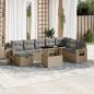 Preview: ARDEBO.de - 9-tlg. Garten-Sofagarnitur mit Kissen Beige Poly Rattan