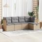 Preview: ARDEBO.de - 5-tlg. Garten-Sofagarnitur mit Kissen Beige Poly Rattan