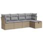 Preview: 5-tlg. Garten-Sofagarnitur mit Kissen Beige Poly Rattan