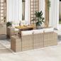Preview: ARDEBO.de - 6-tlg. Garten-Sofagarnitur mit Kissen Beige Poly Rattan