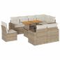 Preview: 9-tlg. Garten-Sofagarnitur mit Kissen Beige Poly Rattan