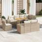 Preview: ARDEBO.de - 9-tlg. Garten-Sofagarnitur mit Kissen Beige Poly Rattan