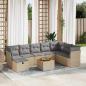 Preview: ARDEBO.de - 9-tlg. Garten-Sofagarnitur mit Kissen Beige Poly Rattan
