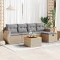 Preview: ARDEBO.de - 6-tlg. Garten-Sofagarnitur mit Kissen Beige Poly Rattan