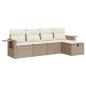 Preview: 5-tlg. Garten-Sofagarnitur mit Kissen Beige Poly Rattan
