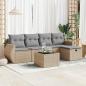 Preview: ARDEBO.de - 6-tlg. Garten-Sofagarnitur mit Kissen Beige Poly Rattan