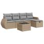 Preview: 6-tlg. Garten-Sofagarnitur mit Kissen Beige Poly Rattan