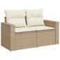 Preview: 9-tlg. Garten-Sofagarnitur mit Kissen Beige Poly Rattan Akazie