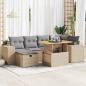 Preview: ARDEBO.de - 8-tlg. Garten-Sofagarnitur mit Kissen Beige Poly Rattan Akazie