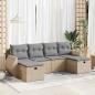 Preview: ARDEBO.de - 6-tlg. Garten-Sofagarnitur mit Kissen Beige Poly Rattan