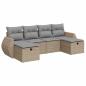 Preview: 6-tlg. Garten-Sofagarnitur mit Kissen Beige Poly Rattan