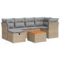 Preview: 7-tlg. Garten-Sofagarnitur mit Kissen Beige Poly Rattan
