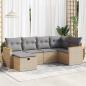 Preview: ARDEBO.de - 6-tlg. Garten-Sofagarnitur mit Kissen Beige Poly Rattan