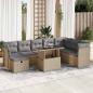 Preview: ARDEBO.de - 9-tlg. Garten-Sofagarnitur mit Kissen Beige Poly Rattan