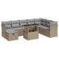 Preview: 9-tlg. Garten-Sofagarnitur mit Kissen Beige Poly Rattan