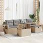 Preview: ARDEBO.de - 6-tlg. Garten-Sofagarnitur mit Kissen Beige Poly Rattan