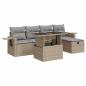 Preview: 6-tlg. Garten-Sofagarnitur mit Kissen Beige Poly Rattan