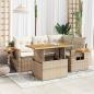 Preview: ARDEBO.de - 5-tlg. Garten-Sofagarnitur mit Kissen Beige Poly Rattan Akazie