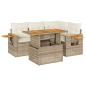 Preview: 5-tlg. Garten-Sofagarnitur mit Kissen Beige Poly Rattan Akazie