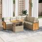 Preview: ARDEBO.de - 7-tlg. Garten-Sofagarnitur mit Kissen Beige Poly Rattan Akazie
